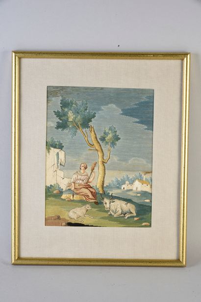 Suite de cinq tableaux à fils collés, Italie...