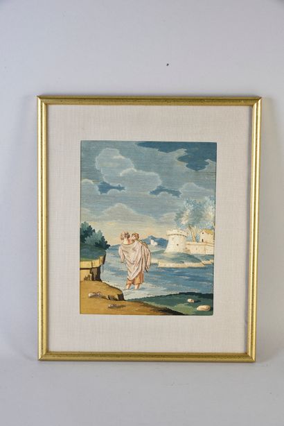 Suite de cinq tableaux à fils collés, Italie...