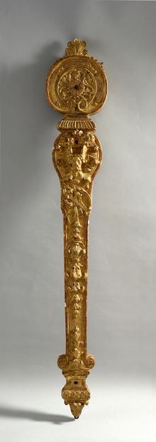 Rare baromètre en bois finement sculpté et...