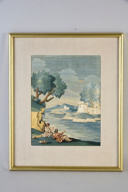 Suite de cinq tableaux à fils collés, Italie...