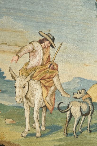 Suite de cinq tableaux à fils collés, Italie...