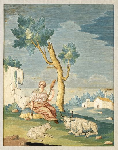 Suite de cinq tableaux à fils collés, Italie...