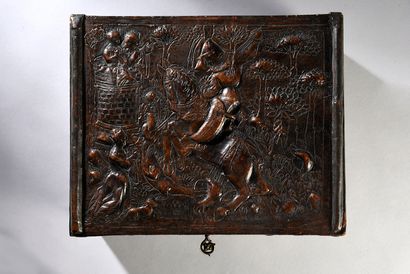 Coffret orné de scènes d'amour courtois en...