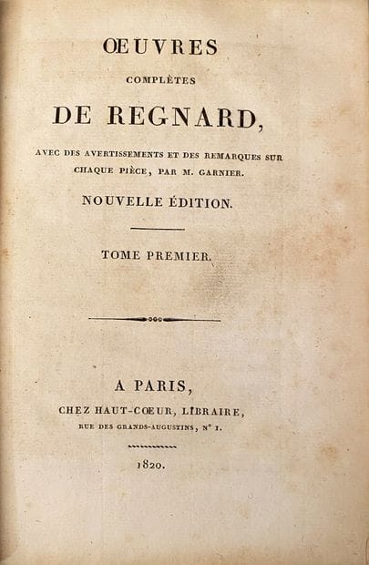 REGNARD Jean-François (1655-1709)
Oeuvres...