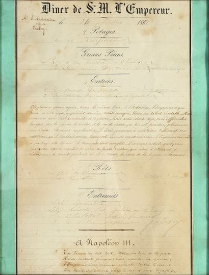 MENU. DU dîner donné le 14 juillet 1861,...