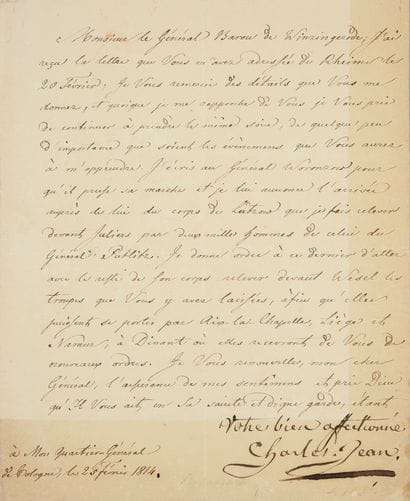 CHARLES XIV JEAN, roi de Suède (1763-1844)
Lettre...