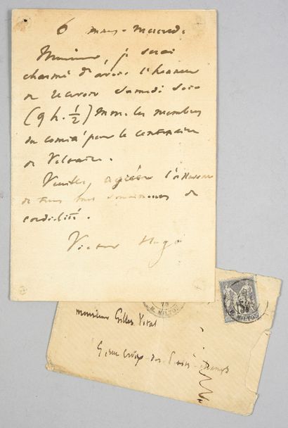 HUGO Victor (1802-1885)
L.A.S. : «Victor...