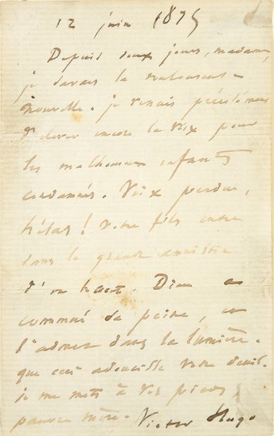 HUGO Victor (1802-1885)
L.A.S. : «Victor...
