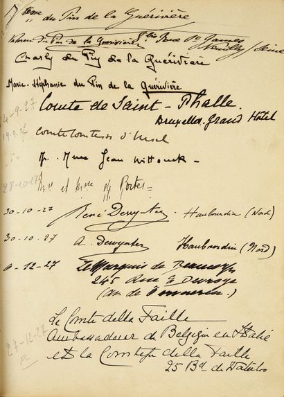 LIVRE D'OR DU MANOIR D'ANJOU.
RÉSIDENCE D'EXIL...