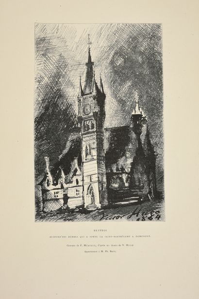 HUGO Victor (1802-1885)
Beffroi à Domfront.
Gravure...