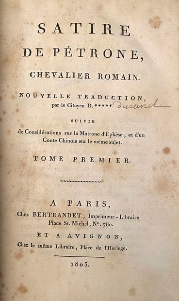 DURAND P. (1763-1842)
Satire de Pétrone,...
