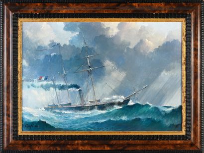 PERON Guy (1931-1998)
Yacht de la reine Hortense.
Huile...