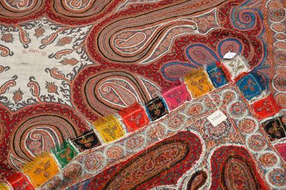 Embroidered square cashmere shawl, India,...