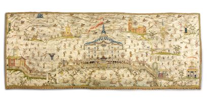 Important embroidered hanging in Chinoiserie,...