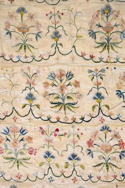 Embroidered hanging, 18th century, Italy...