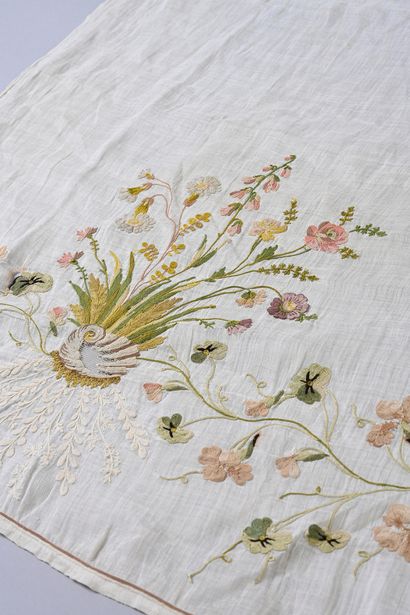 Disassembled embroidered skirt, circa 1790,...