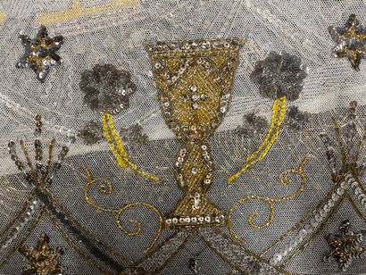 Embroidered scalloped altar front flounce,...