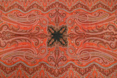 Long cashmere shawl, circa 1870, small black...