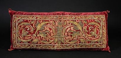 Two cushions in dalmatic orphreys, second...