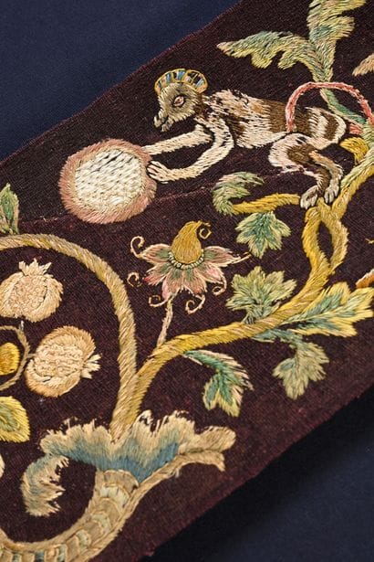 Part of embroidered bed slope, Germany or...