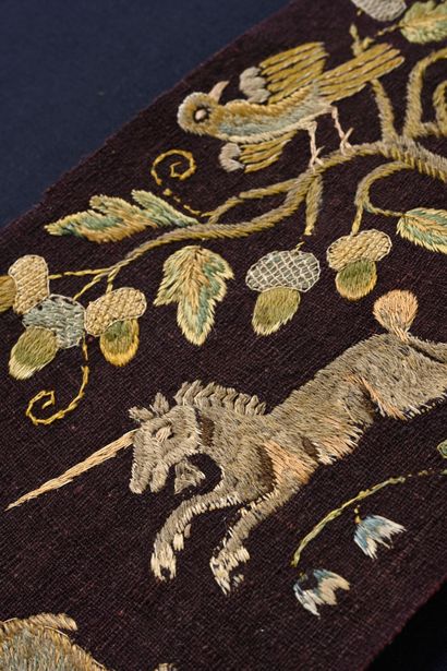 Part of embroidered bed slope, Germany or...