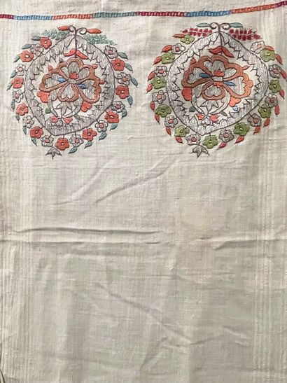 Meeting of six embroidered towels, Turkey,...