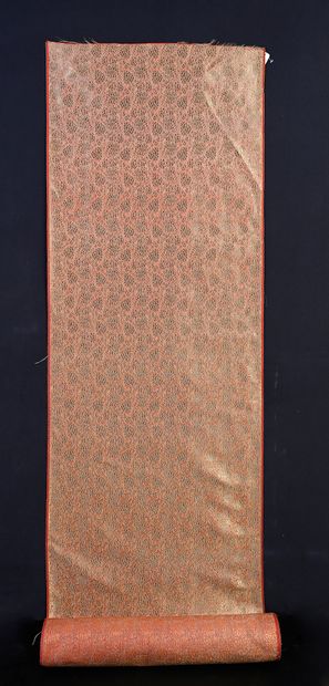 Brocade yardage, circa 1930, fashioned with...