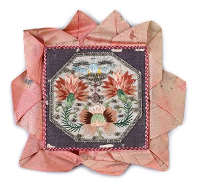 Embroidered relic pouch (?) first half of...