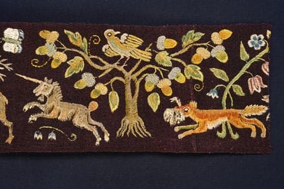 Part of embroidered bed slope, Germany or...