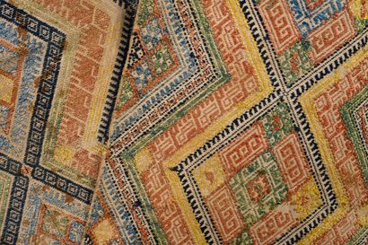 Embroidered table rug, Italy or Iberian Peninsula,...