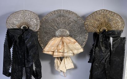Set of three traditional headdresses, Germany...