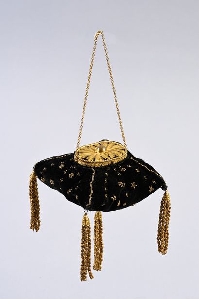 Reticule, late 19th century, square black...