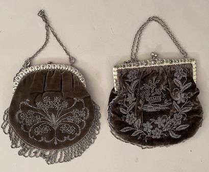 Two embroidered reticules, late 19th century,...