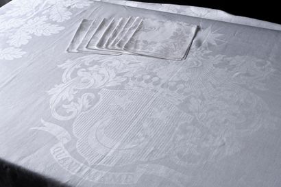 Tea service with arms, tablecloth and eight...