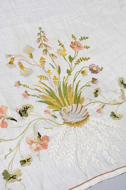 Disassembled embroidered skirt, circa 1790,...