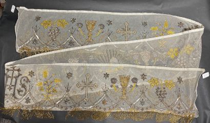 Embroidered scalloped altar front flounce,...