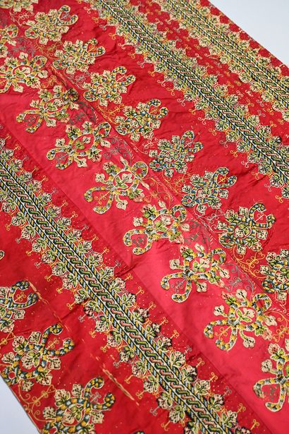 Elements of a tapestry bed linen, mainly...