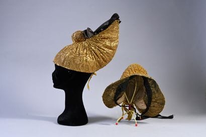 Two opulent embroidered headdresses, Silesia,...