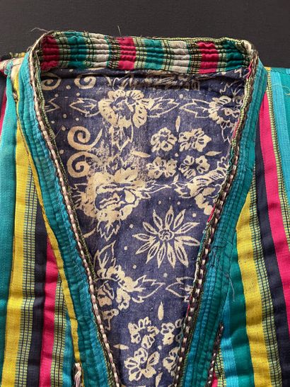 Caftan, Turkey, silk satin striped in a lively...