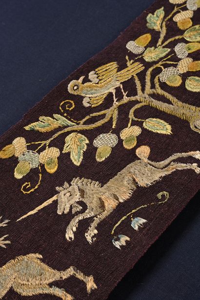 Part of embroidered bed slope, Germany or...