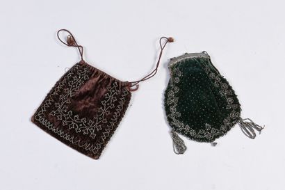Two embroidered reticules, first half of...
