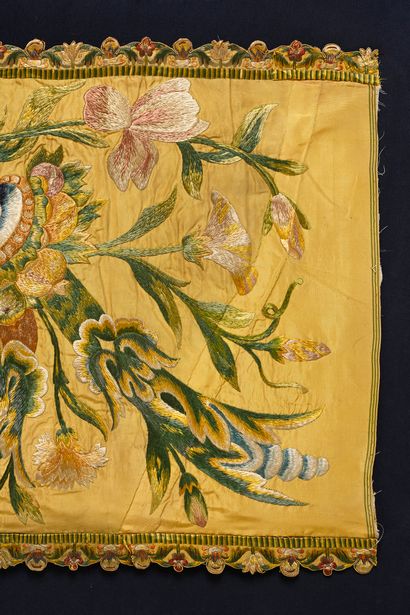 Tour de lit, embroidery virtuoso, mid-seventeenth...