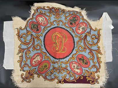Part of the tapestry trimmings of a hunting...