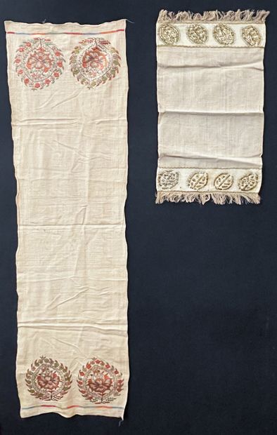 Meeting of six embroidered towels, Turkey,...