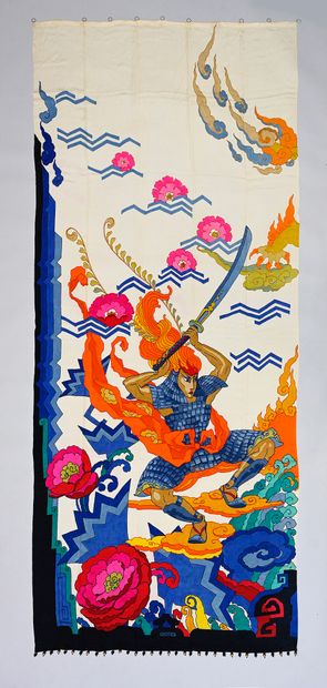 Max Beucher, pair of curtains painted on...