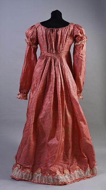Afternoon dress, circa 1820, high-waisted...