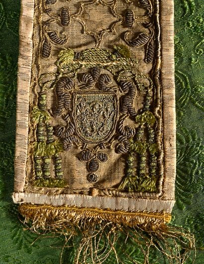 Rare episcopal miter embroidered with ecclesiastical...