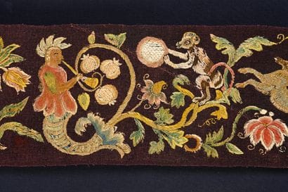 Part of embroidered bed slope, Germany or...