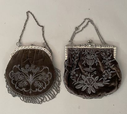 Two embroidered reticules, late 19th century,...