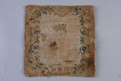 Embroidered purse top, probably
Flanders,...